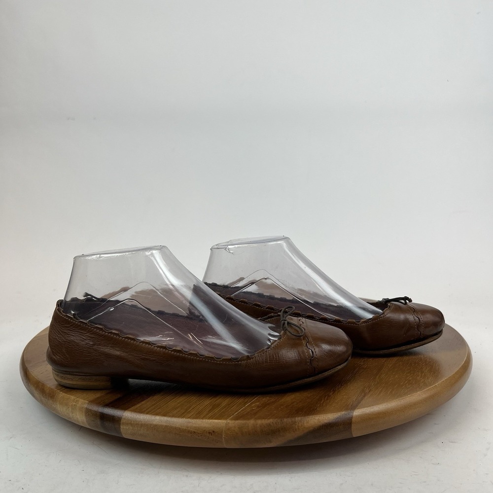 Womens Alaia Paris Barneys Vintage Brown Leather Bow Ballet Flats Size EU 36 GUC